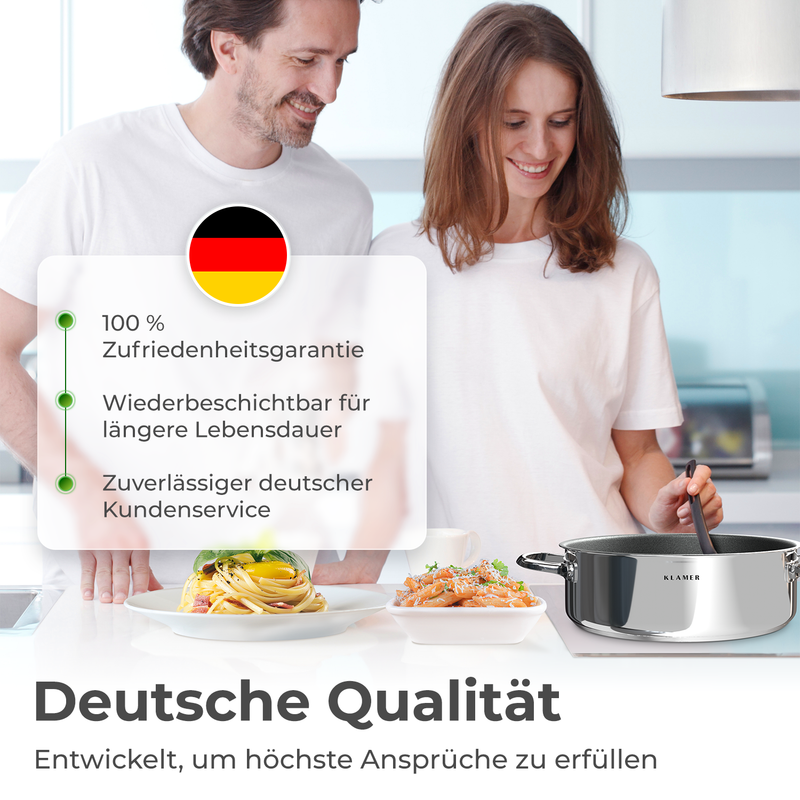 Servierpfanne 28cm mit deutschem Qualitätsanspruch und 100% Zufriedenheitsgarantie für die Küche.