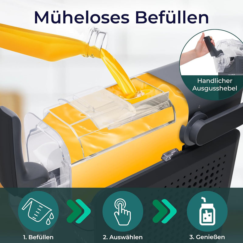 Slush Maschine mit einfachem Befüllen von Flüssigkeiten für erfrischende Slush-Getränke.