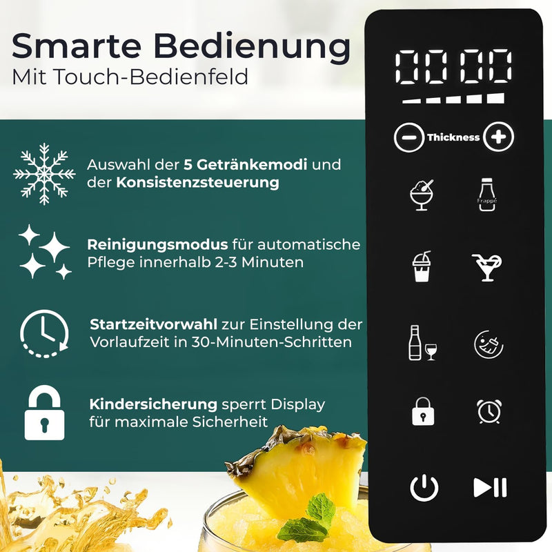 Slush Maschine Bedienfeld mit Touch-Steuerung, 5 Getränkemodi, Reinigungsmodus und Kindersicherung