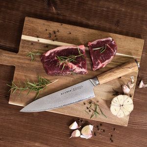 Damast Chefmesser 20cm mit Olivenholz