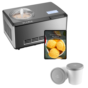 2-in-1 Eismaschine 2L mit Eiscreme-Rezepte eBook und Behältern für hausgemachtes Eis.