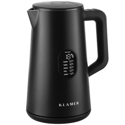 Wasserkocher 1.5 Liter in elegantem Schwarz mit digitaler Temperaturanzeige von KLAMER
