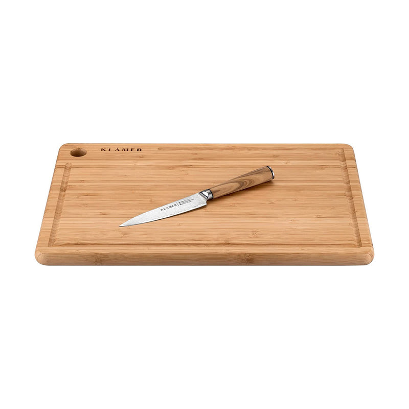 Damast Allzweckmesser 12.7cm mit Olivenholz