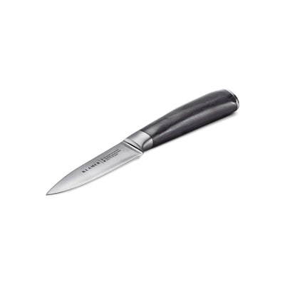 Damast Schälmesser 8.6cm with a sleek design, perfect for fruits, vegetables, and outdoor use.