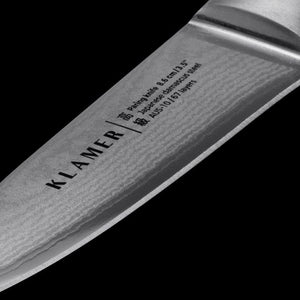 Damast Schälmesser 8.6cm with Japanese Damascus steel design and elegant finish