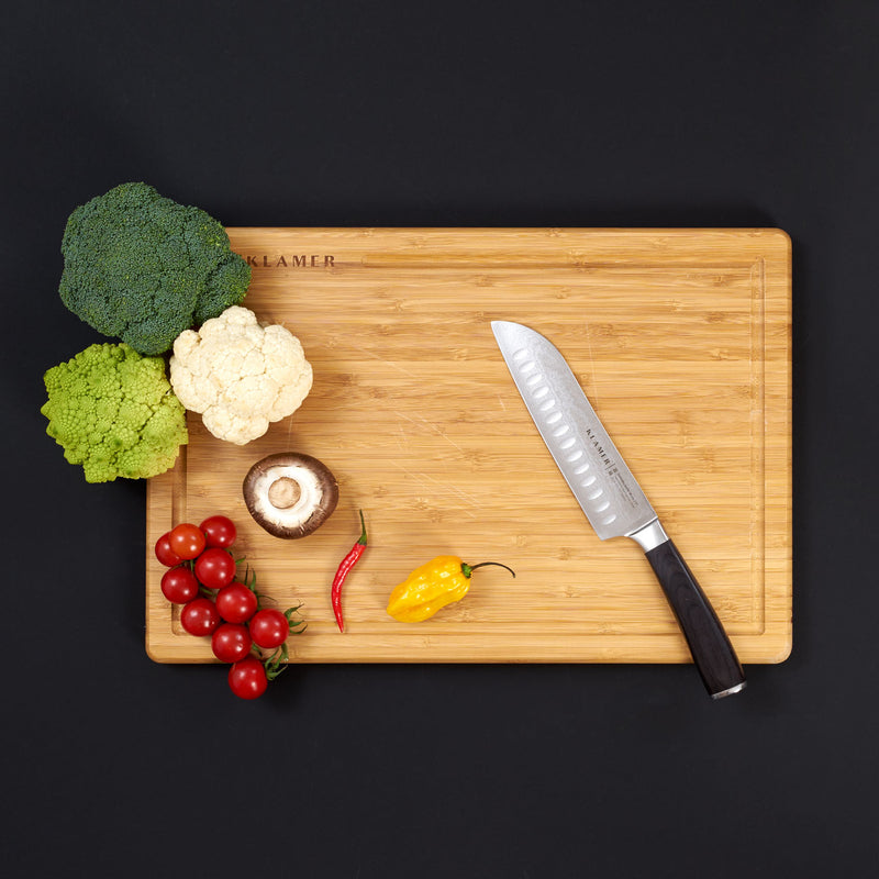 KLAMER Santoku Damastmesser japanischer Stahl 18cm