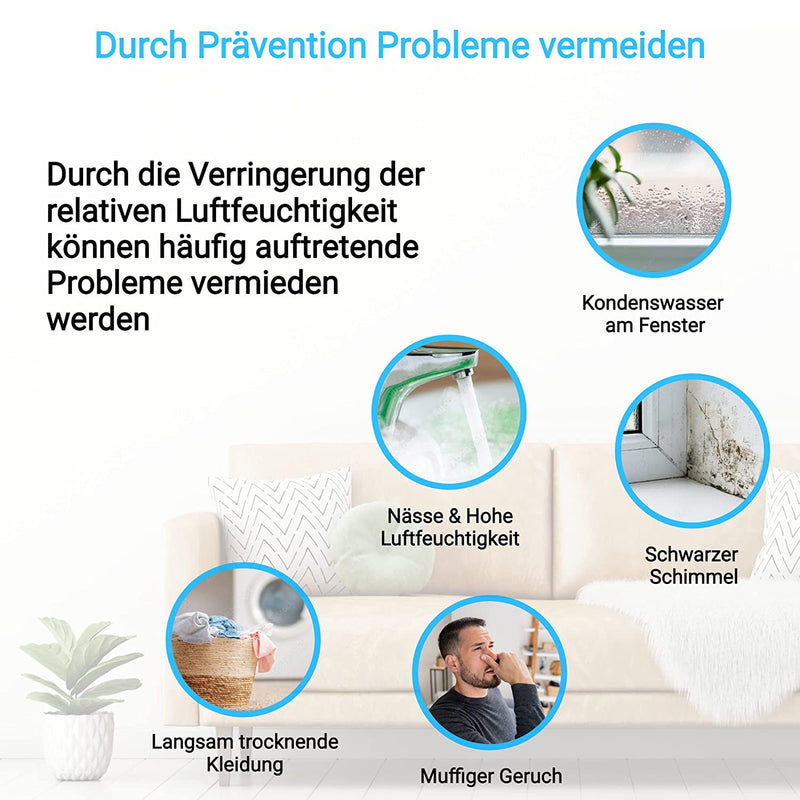 Luftentfeuchter 20/25L zur Prävention von Schimmel, muffigen Gerüchen und Kondenswasser im Wohnraum.