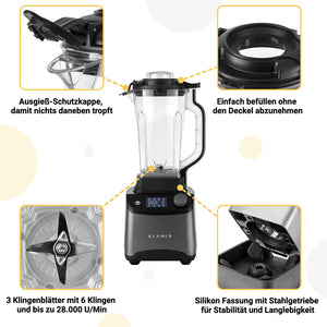 Power Stand-Mixer with multiple features, including 3 blades and a control panel for easy use.